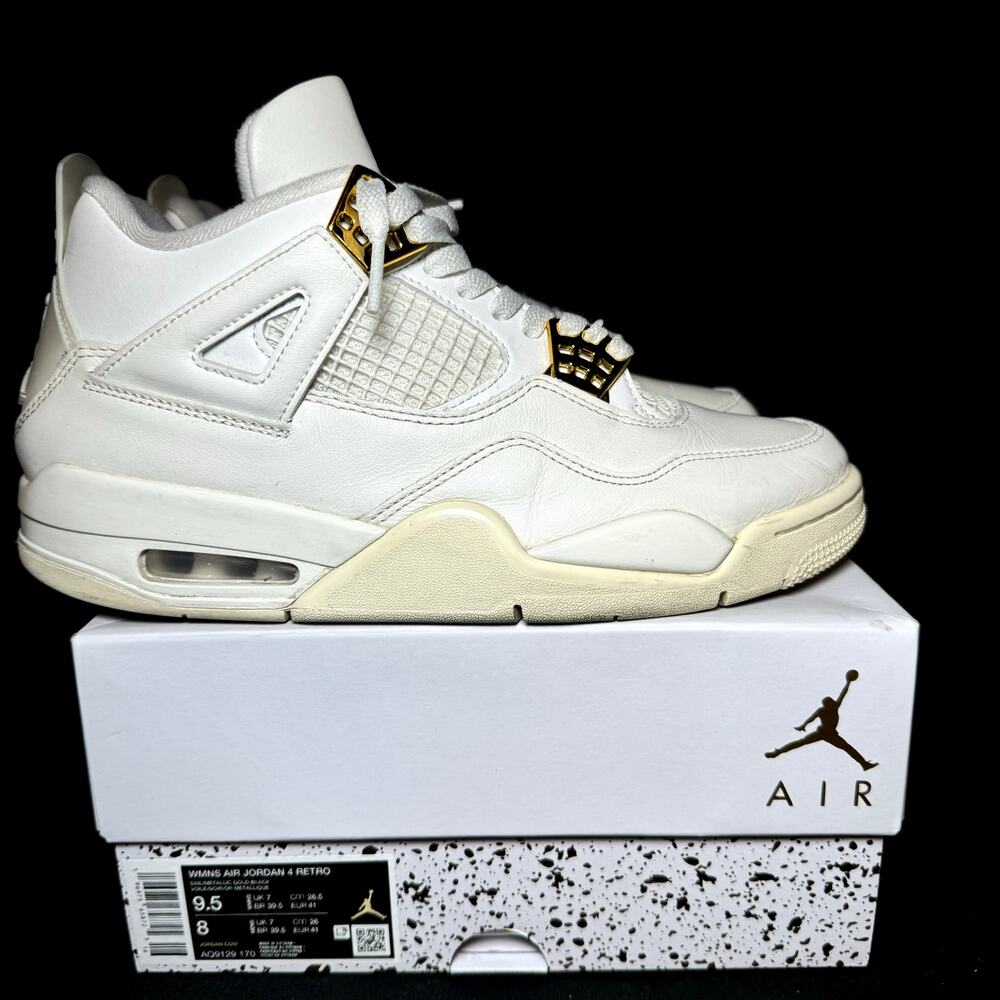 Size 9.5 - Wmns Nike Air Jordan 4 Retro Metallic Gold Women's Shoes